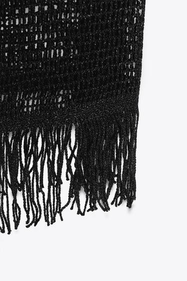 FRINGED STRAPLESS MIDI DRESS - Black by Zara - Image 8