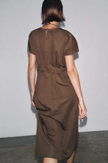 ZW COLLECTION PLEATED MIDI DRESS - Brown by Zara - Image 2