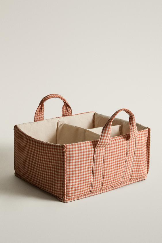 Zara COTTON GINGHAM BABY ORGANIZER - Dark orange - Image 0