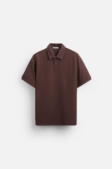 TEXTURED POLO SHIRT - Burgundy by Zara