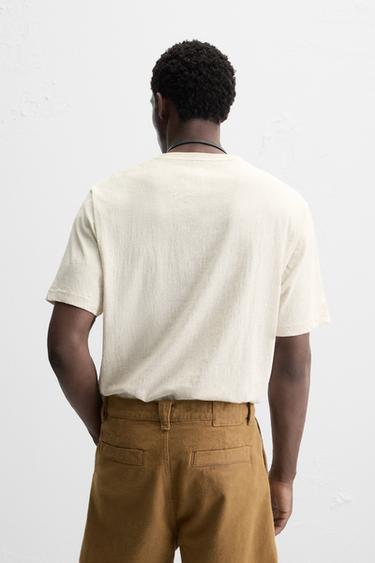 RELAXED FIT T-SHIRT - Beige marl by Zara - Image 2