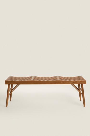 WOOD AND RATTAN BENCH - Light beige | ZARA United Kingdom