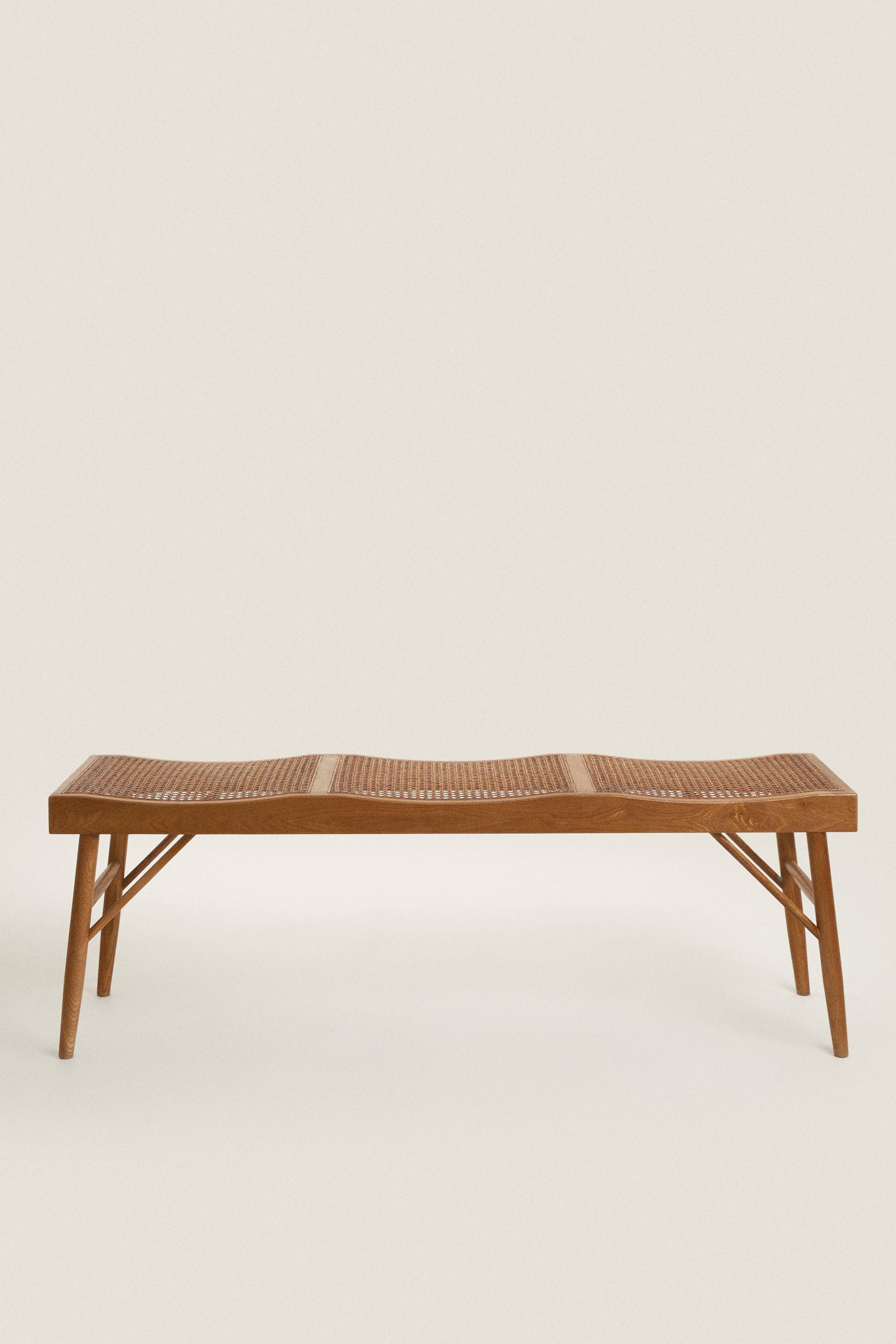 Stylish Wood and Rattan Bench for Home Decor