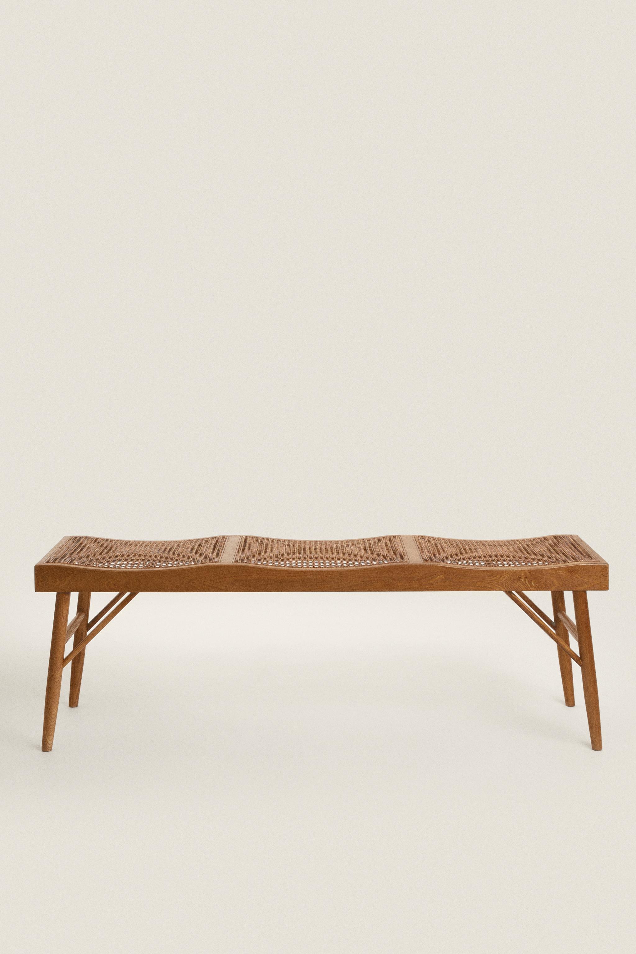 Stylish Wood and Rattan Bench for Home Decor