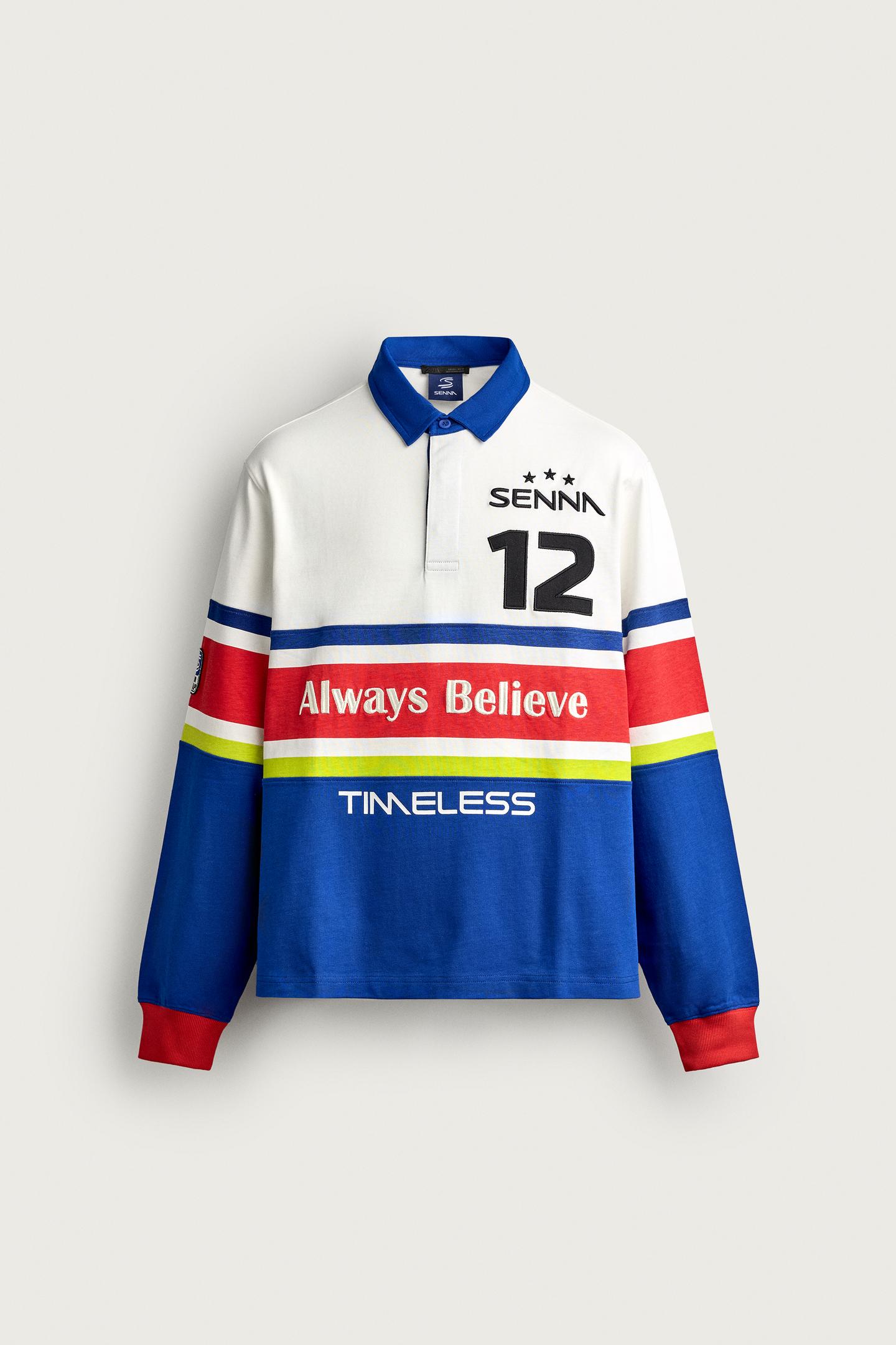 Мужское поло Zara Ayrton Senna © Senna Brands Graphic Polo, цвет: Синий — фото 8
