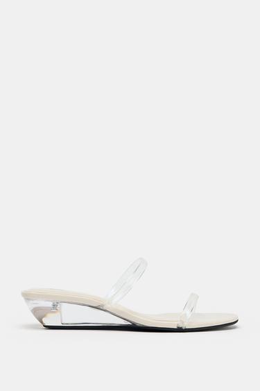 SANDALIA CUÑA VINILO - Transparente de Zara