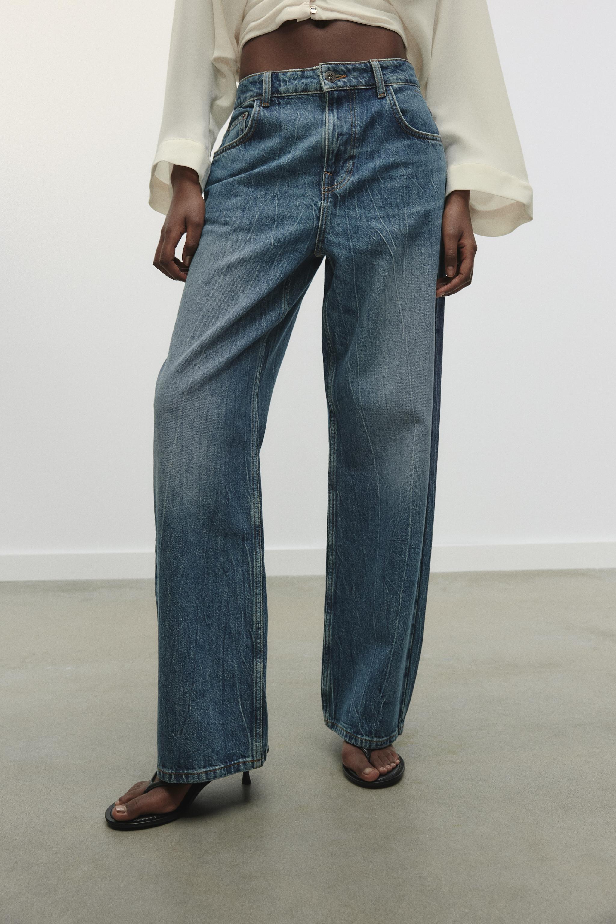 LOOSE FIT HIGH RISE WIDE LEG Z1975 JEANS - Indigo | ZARA