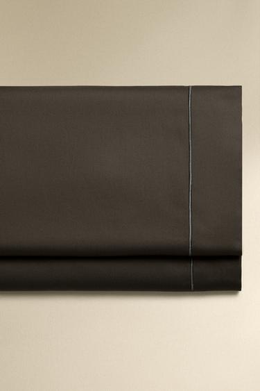 Zara SATEEN FLAT SHEET WITH FESTOON DESIGN (300 THREAD COUNT) - Ash