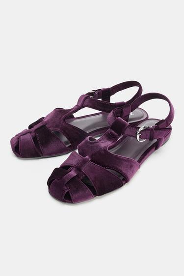VELVET-EFFECT CAGE SANDALS - Purple by Zara - Image 3