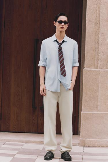 Zara 標準版襯衫 - 白色 / 海藍色