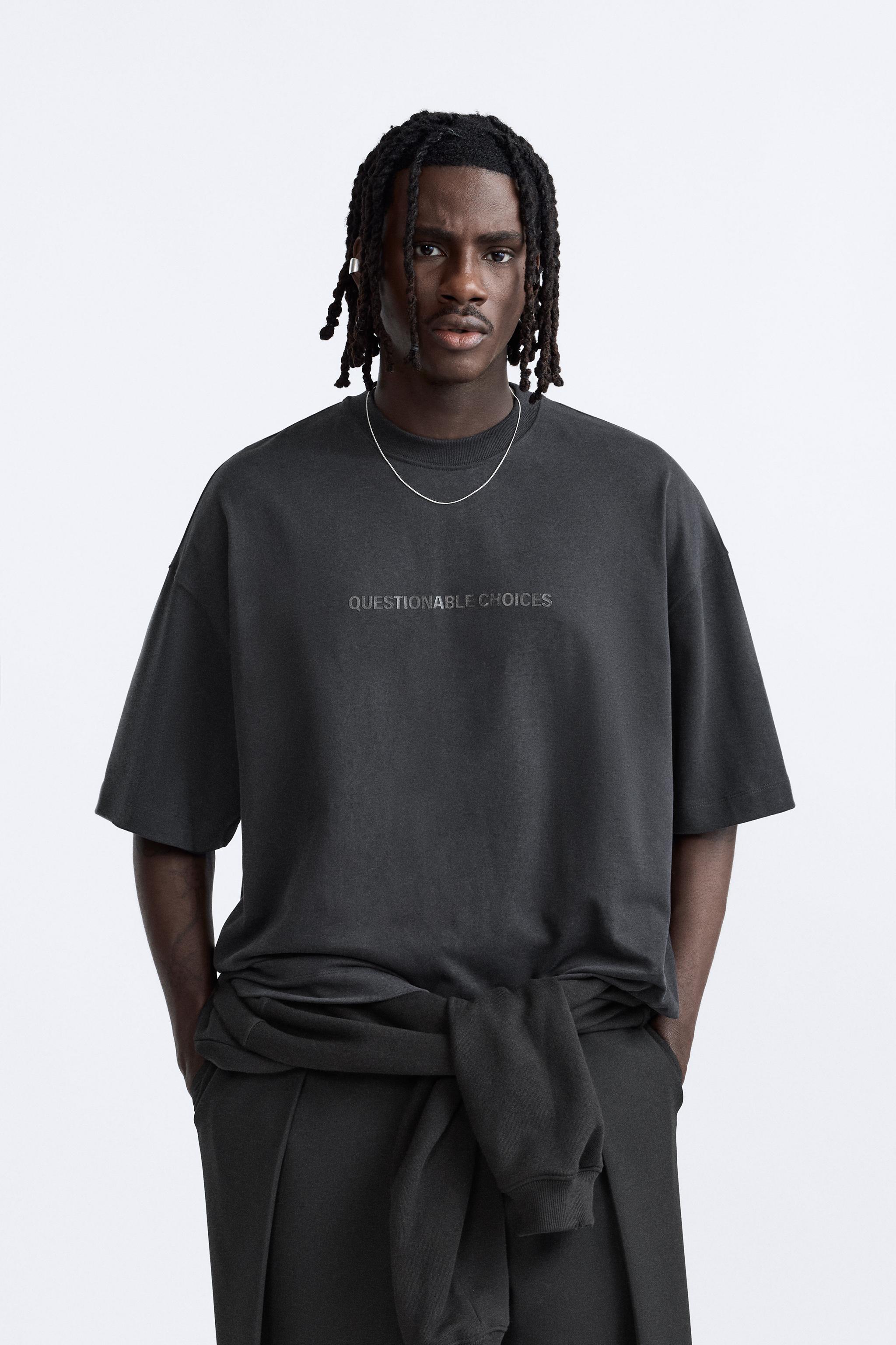 RAISED TEXT T-SHIRT LIMITED EDITION - Dark gray | ZARA Canada