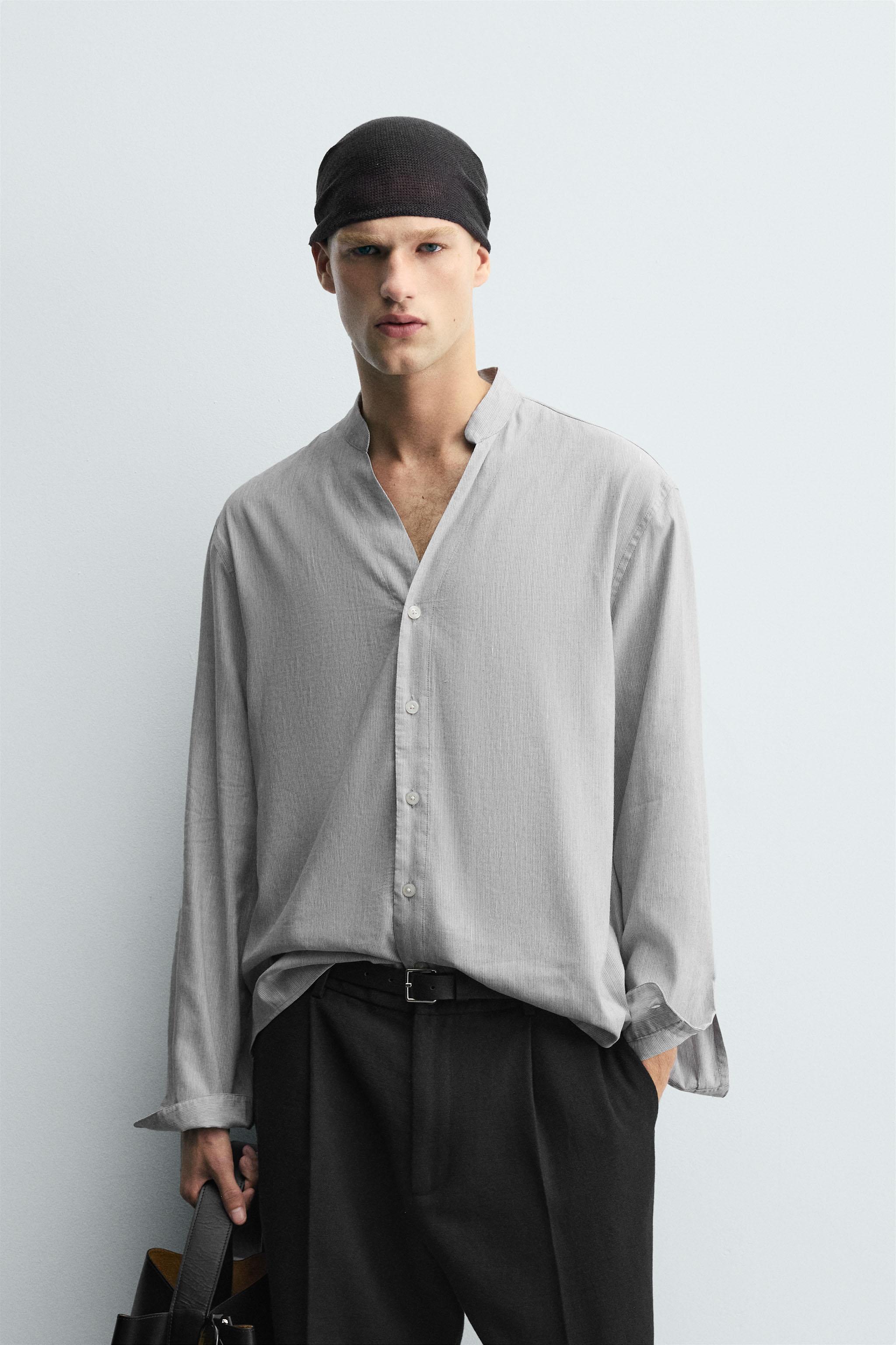 シャツ STRIPED SHIRT - Grey / Blue | ZARA South Africa