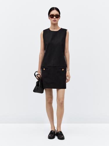 Robe courte boutons fantaisie - Noir de Zara