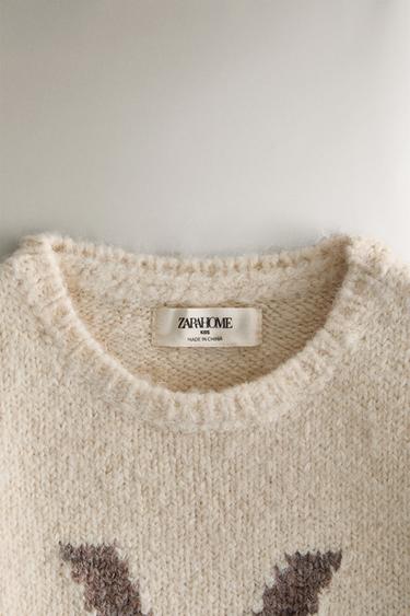 PULL ENFANT LETTRE V - Blanc cassé de Zara - Image 1