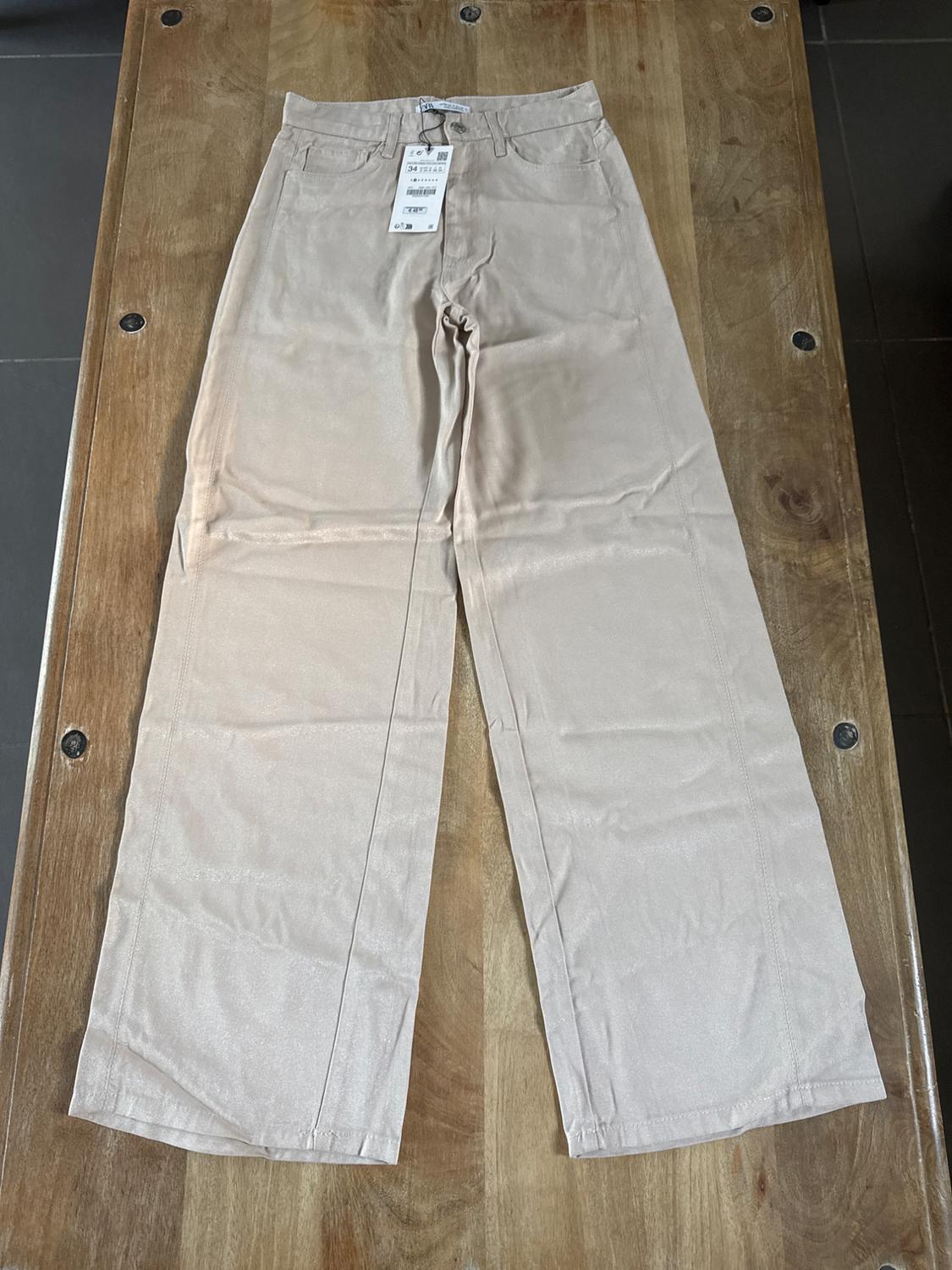 TRF WIDE-LEG HIGH-WAIST SHINY TROUSERS