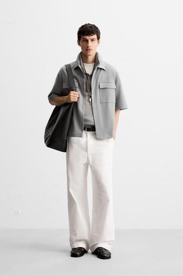 Zara POCKET OVERSHIRT - Gray - Image 0