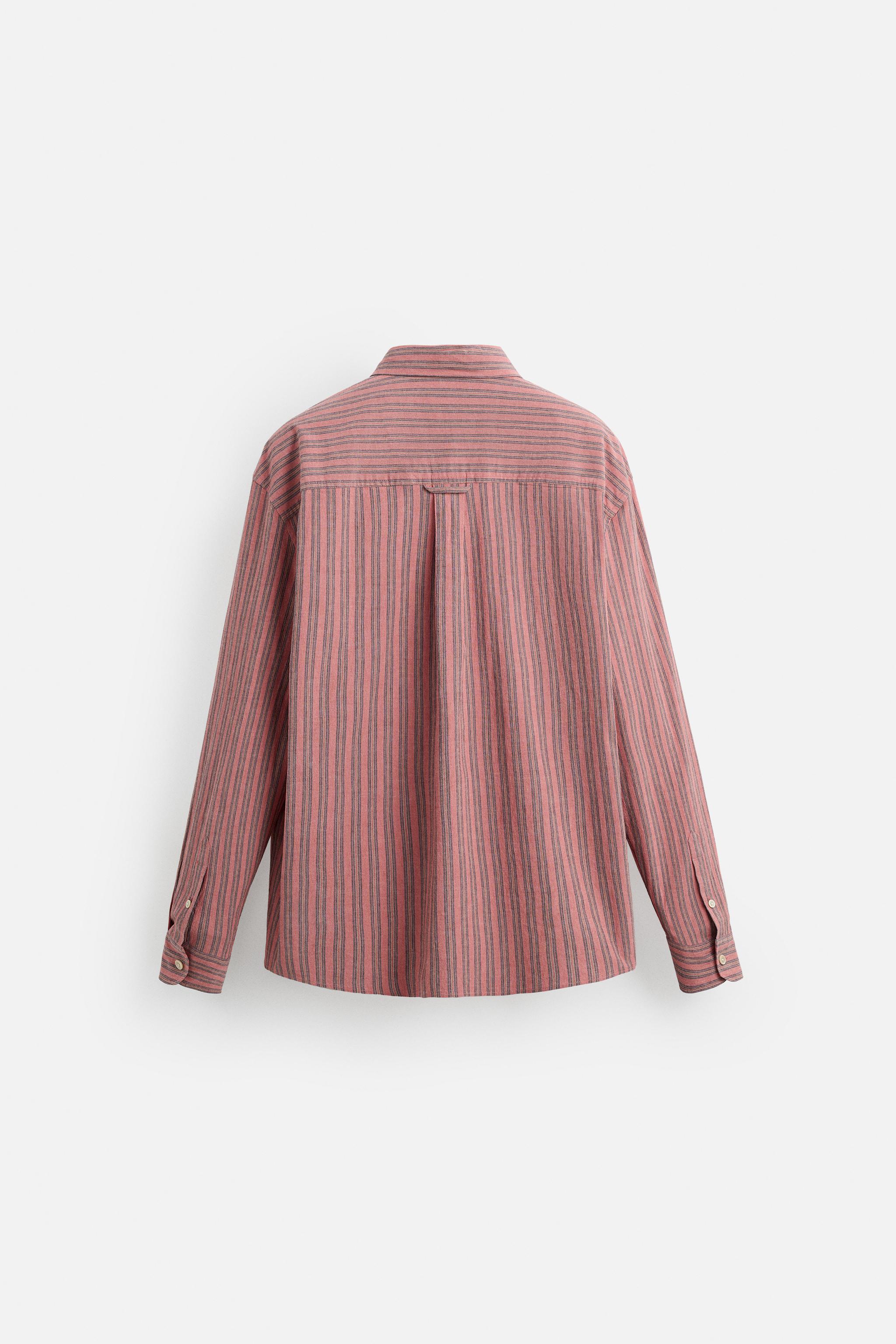 ストライプシャツ　ピンク ショート丈ストライプシャツ – irohani