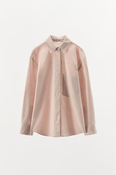 CHEMISE EN COTON RAYÉ - Rose / Blanc de Zara - Image 2