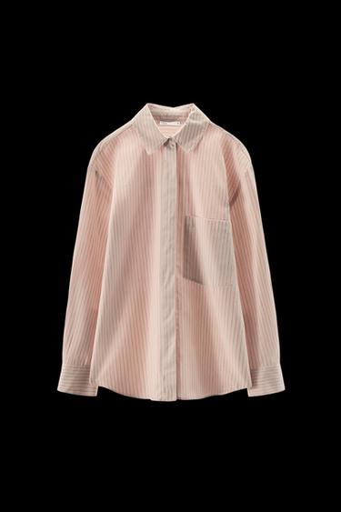 CAMISA ALGODÓN RAYAS - Rosa / Blanco de Zara - Imagen 0