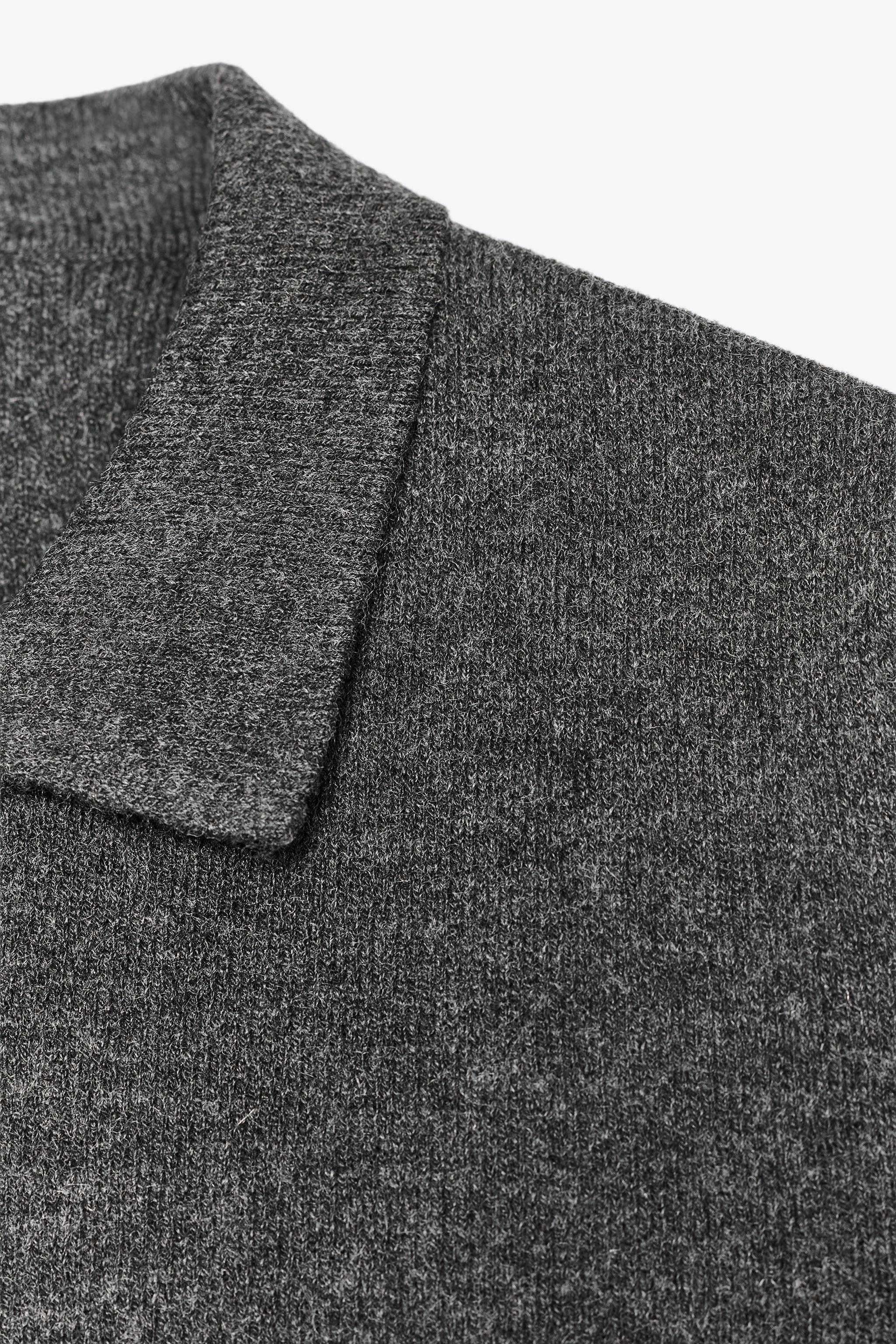 ZARA フェイクファーラペルニットジャケット カーボングレー グレー ニット ZARA フェイクファーラペルニットジャケット カーボングレー グレー