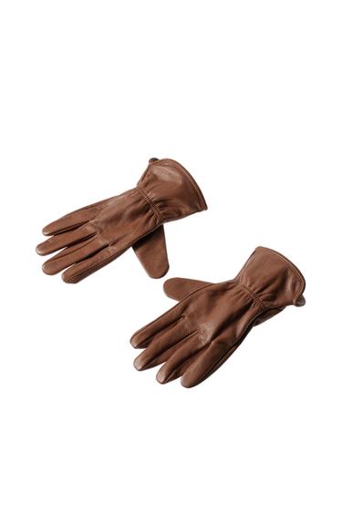 LEATHER GLOVES - Brown by Zara
