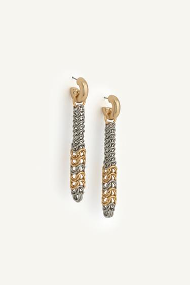 Zara CHAIN HOOP EARRINGS - Gold / Silver