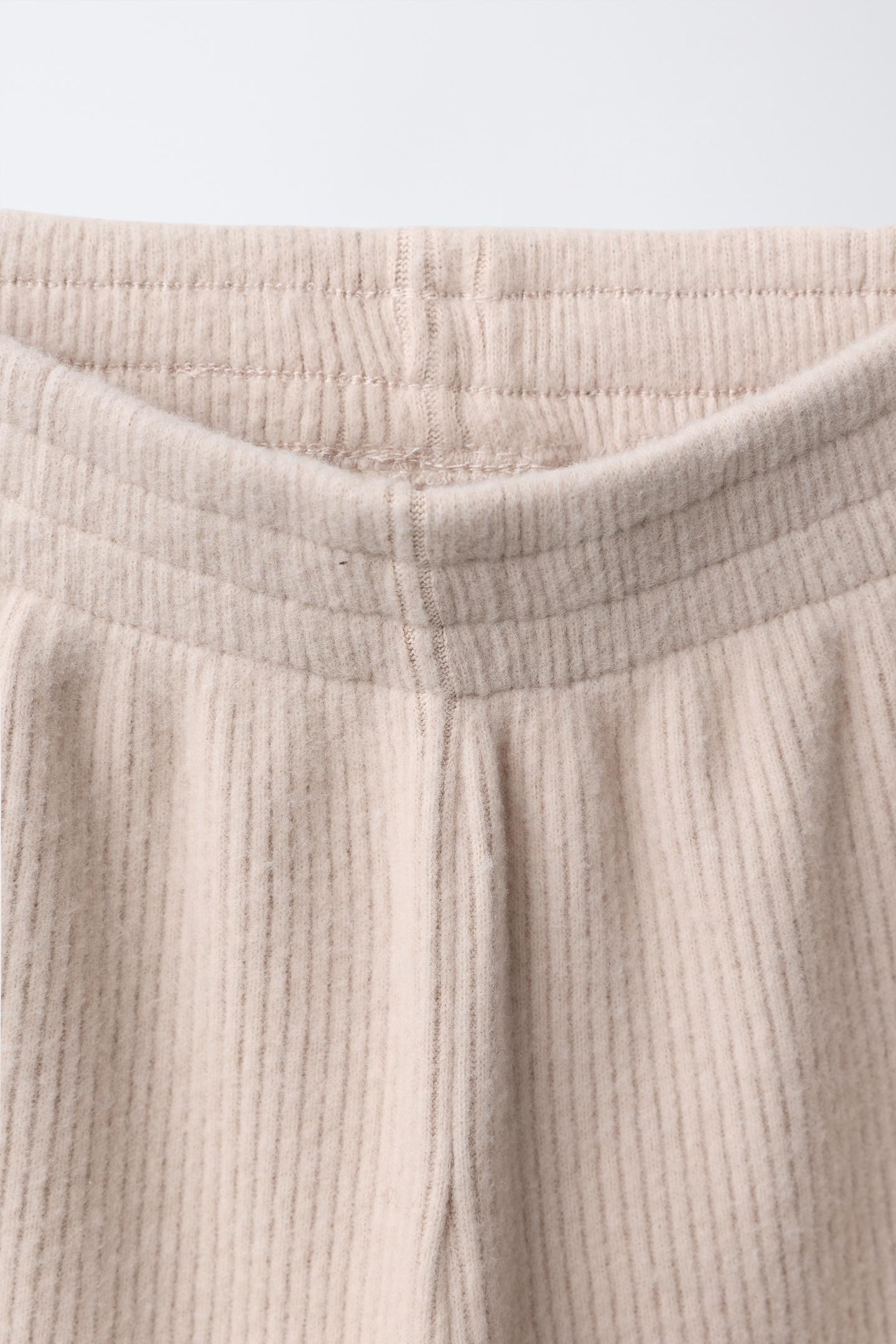 Детские брюки Zara Soft Touch Ribbed Wide-Leg, цвет: Бежевый — фото 3