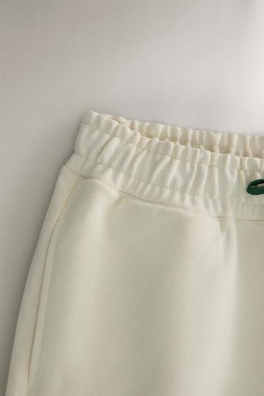 COTTON SHORTS WITH CONTRAST DRAWSTRINGS - Ecru / Green by Zara - Image 2