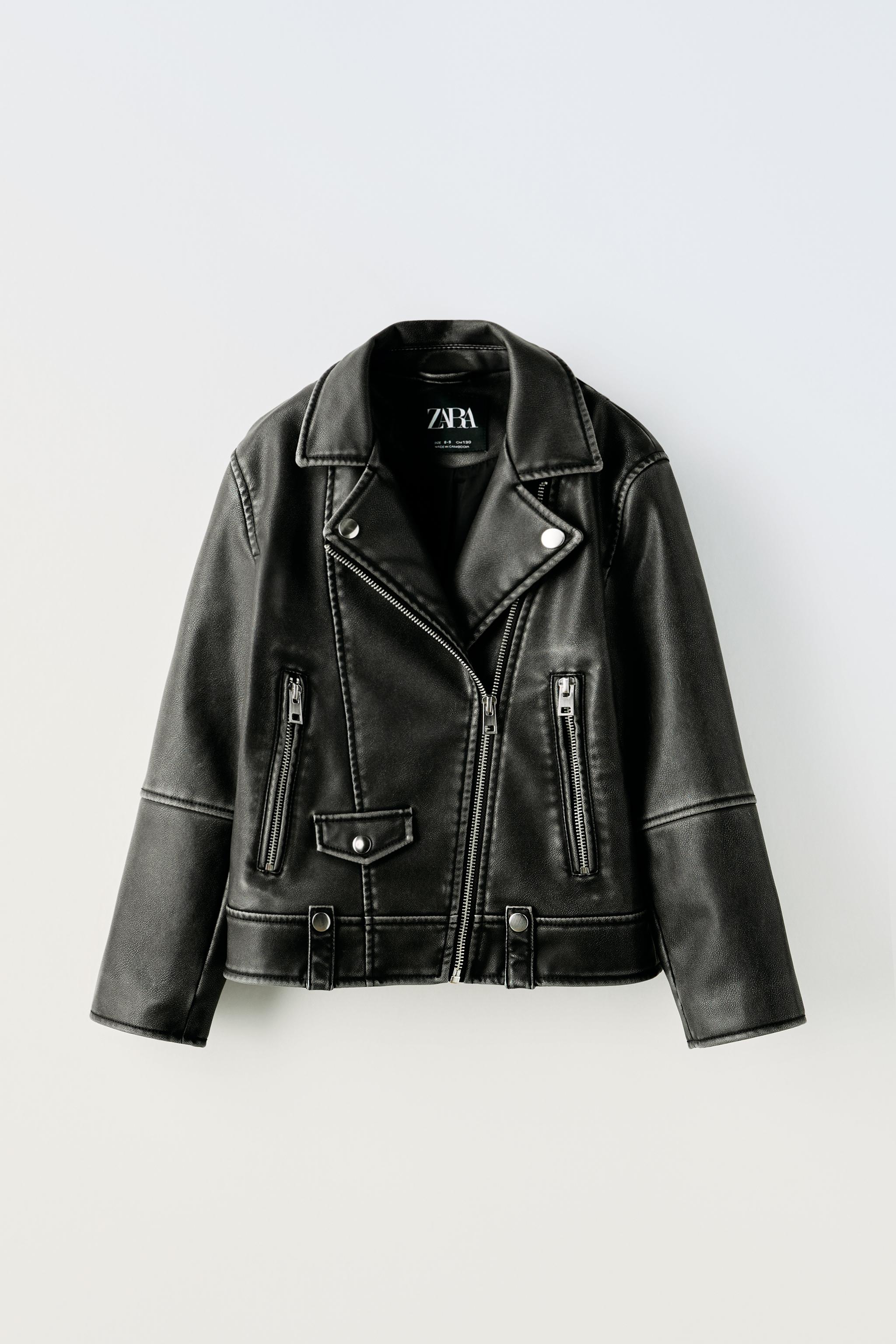 Topshop faux leather varsity contrast sleeve bomber jacket in black
