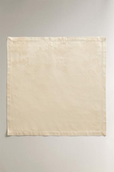 SET OF JACQUARD HORSE PRINT NAPKINS (SET OF 2) - Beige by Zara - Image 1