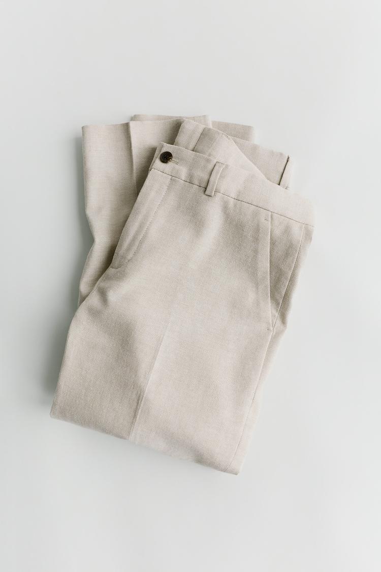 Pantalon traje con algodon y lino