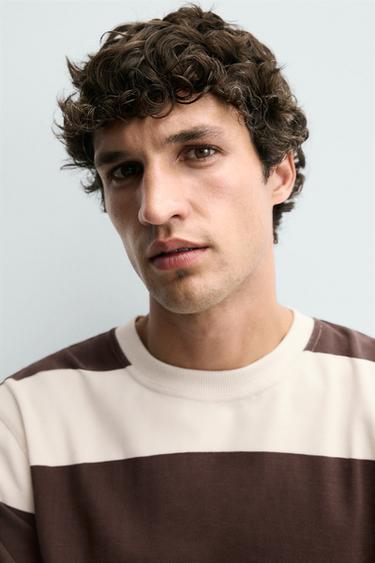 SWEAT À RAYURES CONTRASTÉES - Marron / Écru de Zara - Image 4