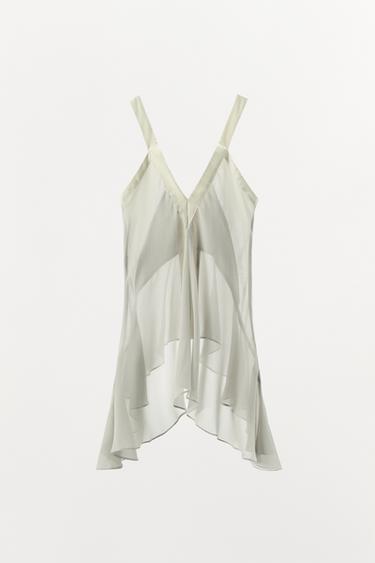 FLOWING GEORGETTE TOP - Light grey by Zara - Image 3