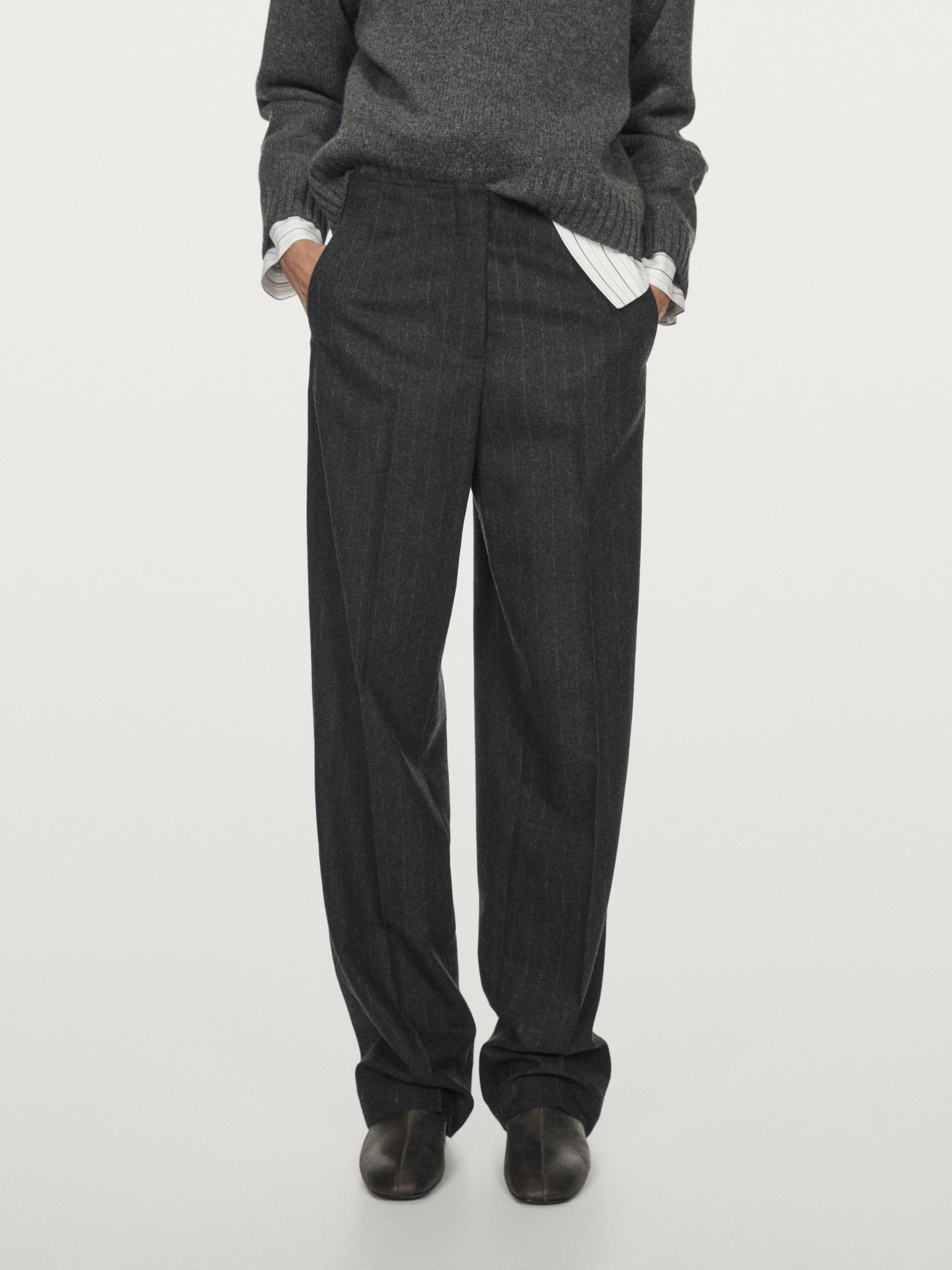 Striped wool blend trousers