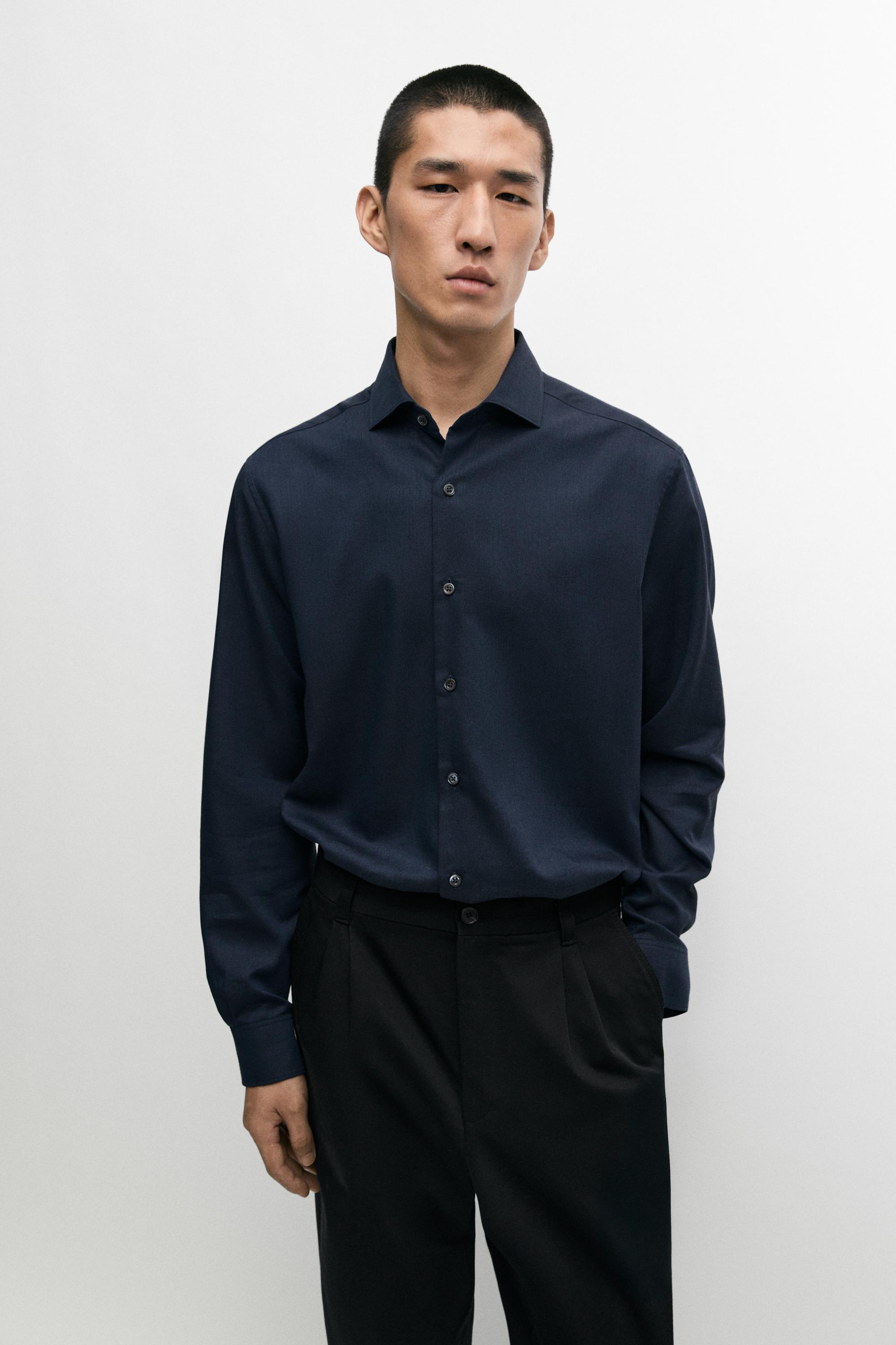 Chemise regular fit en mélange de coton