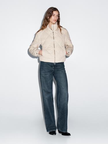 Zara Short puffer jacket - Ecru