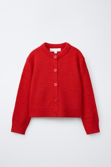 PLAIN KNIT CARDIGAN - Red by Zara