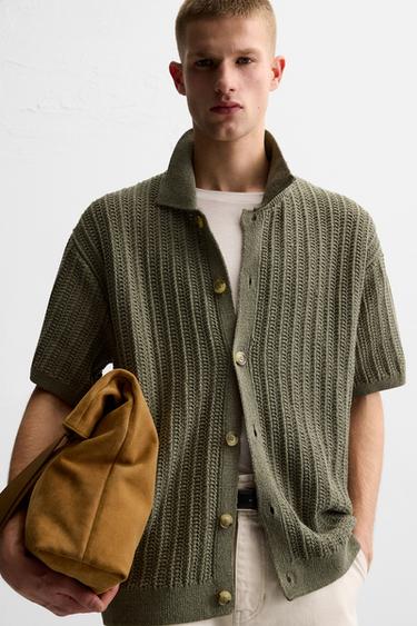 CHEMISE EN MAILLE STRUCTURÉE - Kaki de Zara - Image 4