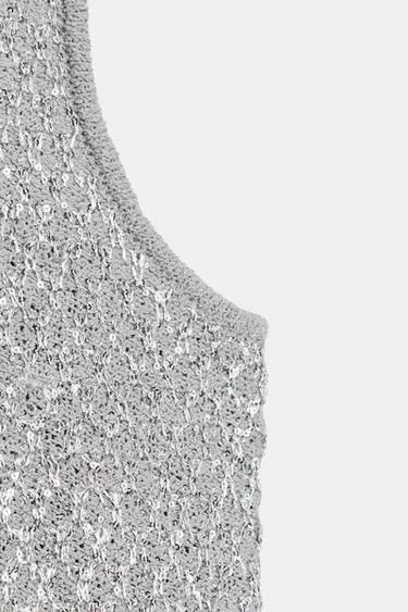 TOP EN MAILLE PAILLETTES FIL MÉTALLISÉ - Argent de Zara - Image 6