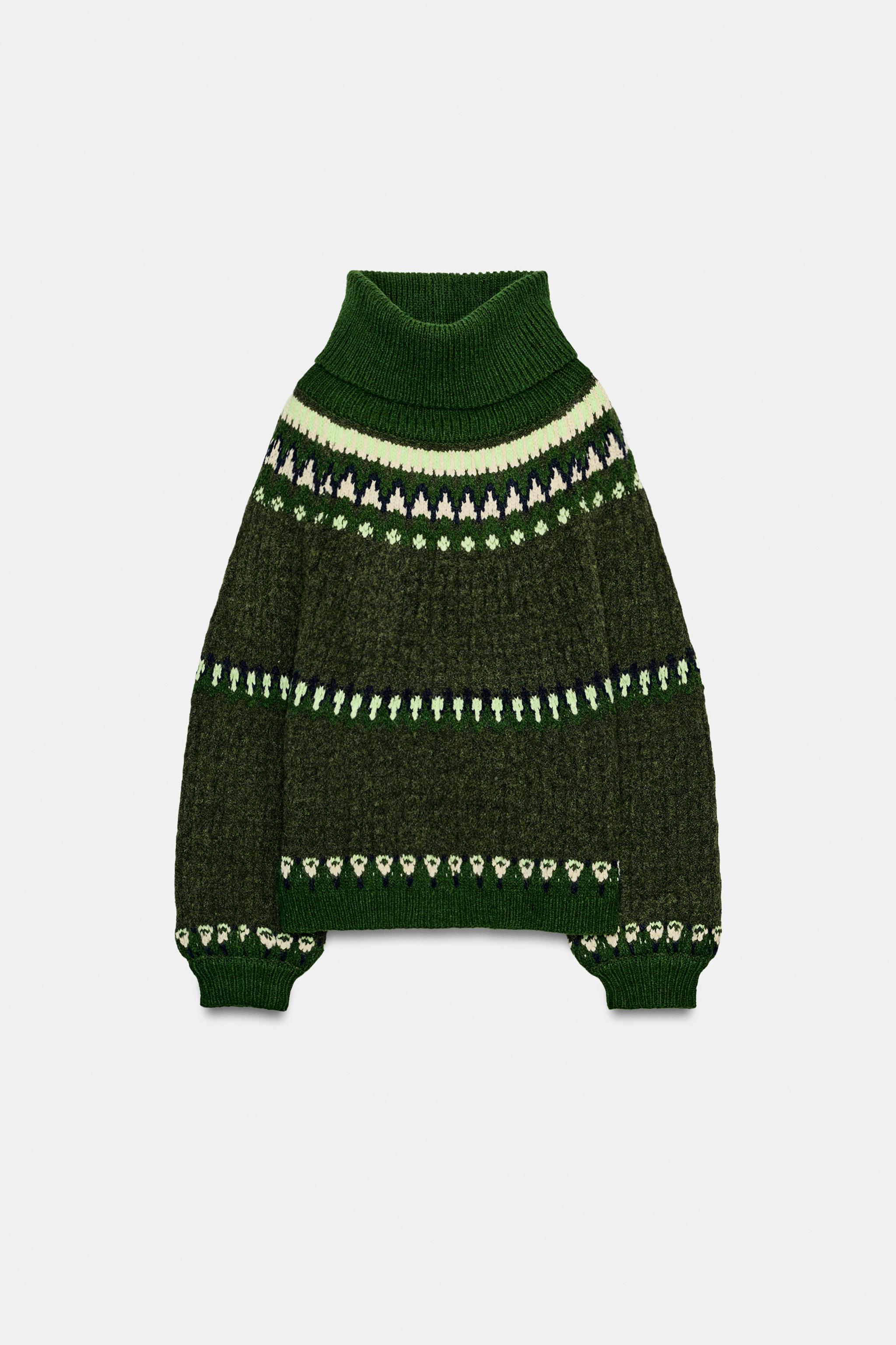 JACQUARD KNIT JUMPER - Greens | ZARA New Zealand JACQUARD KNIT JUMPER - Greens | ZARA New Zealand