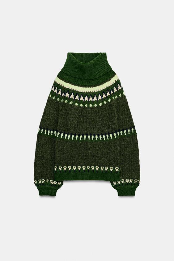 JERSEY PUNTO JACQUARD - Verdes de Zara - Imagen 0