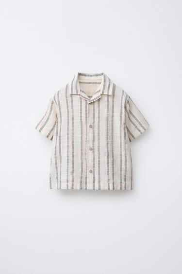 CAMISA RÚSTICA RAYAS - Crudo / Negro de Zara - Imagen 0
