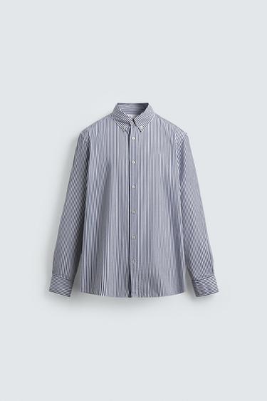 CHEMISE COUPE REGULAR À RAYURES - Bleu marine foncé de Zara - Image 6
