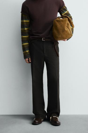 Zara LIMITED EDITION FLOWY FLARE FIT PANTS - Greenish