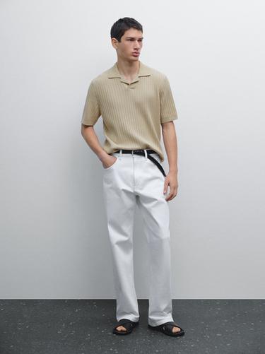Polo manga corta punto canalé - Beige de Zara - Imagen 0