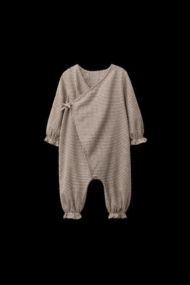 CHECK ONE-PIECE SUIT - Brown / Ecru by Zara - Image 0