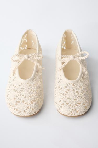 CROCHET BALLET FLATS - White by Zara - Image 3