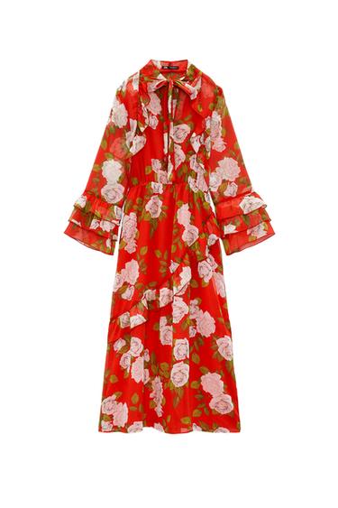 RUFFLED PRINTED DRESS