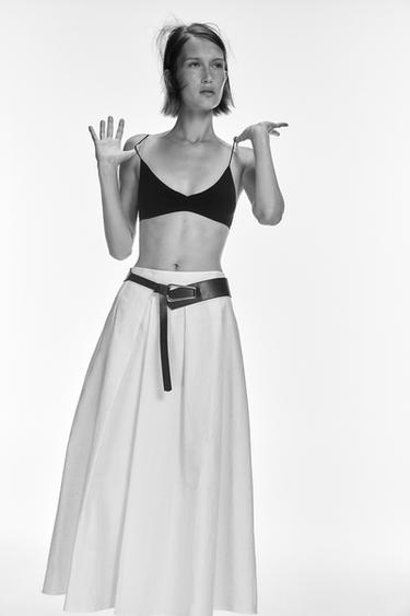 BELTED LAYER SKIRT - White by Zara