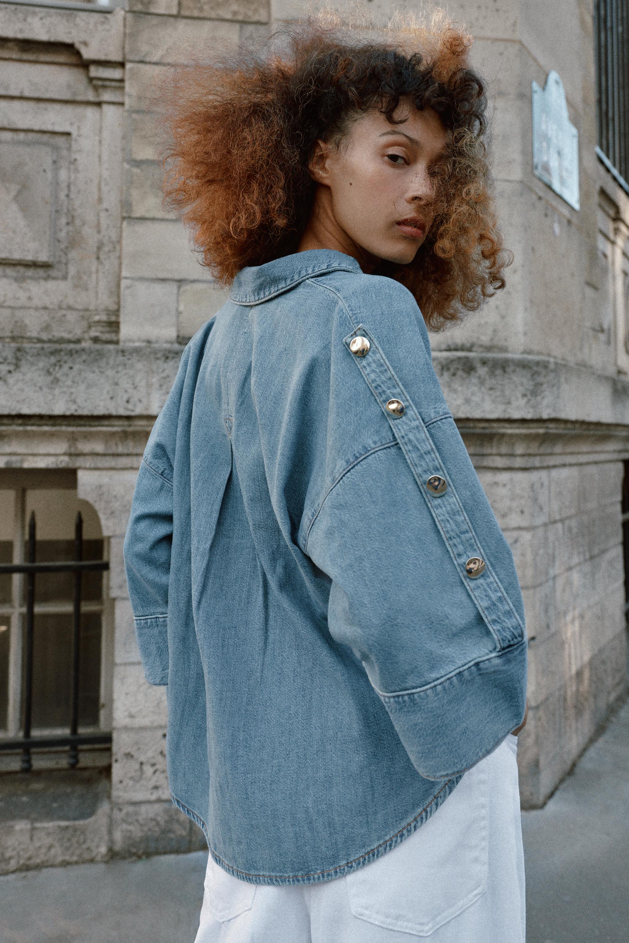 Z1975 WIDE SLEEVE DENIM SHIRT - Indigo | ZARA United States